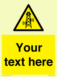 Custom warning RF radiation transmitter
